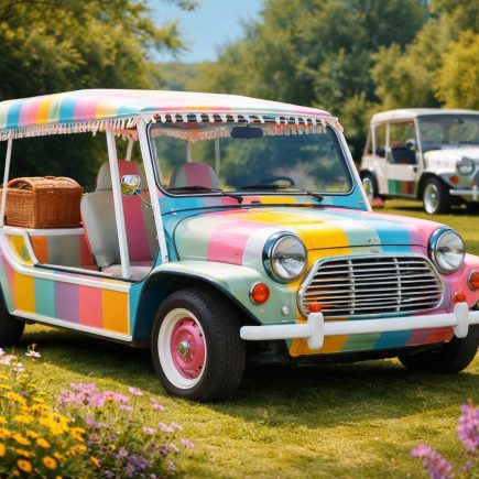 mini-cooper-moke-jardin-ensoleille-fleurs