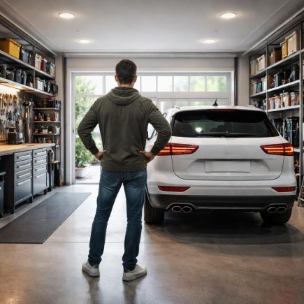 garage-moderne-voiture-outils-etageres