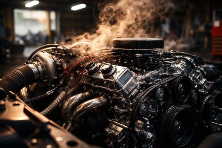 moteur-voiture-vapeurs-garage-flou