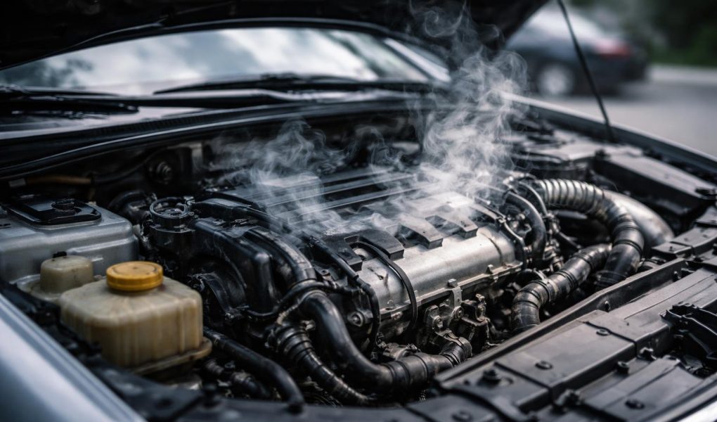 moteur-voiture-surchauffe-vapeur-capot-ouvert
